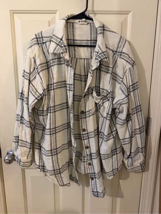 Maurices Tops - Maurices Black and White Plaid Button-Up Shirt